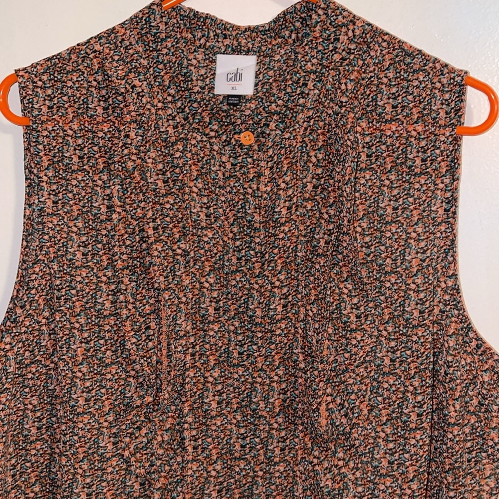 CAbi Sleeveless Multicolor Textured Shell - Black, Brown, Orange - Picture 2 of 7